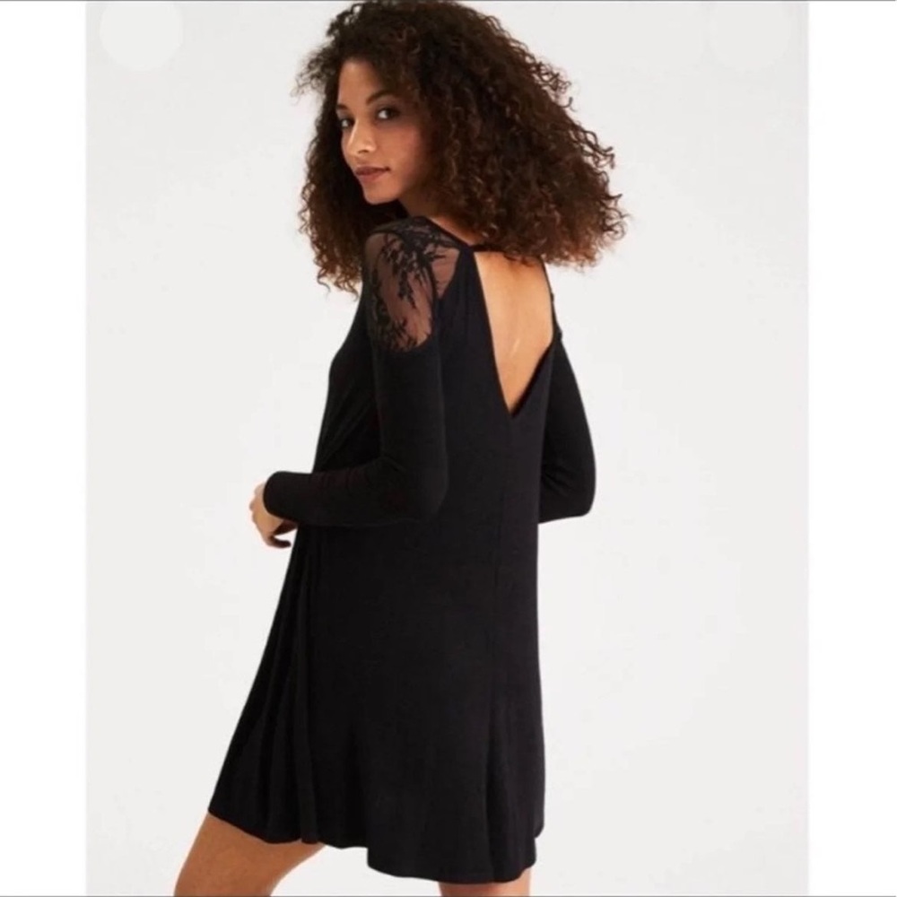NWOT AEO Swing Midi with Exposed Lace Shoulders